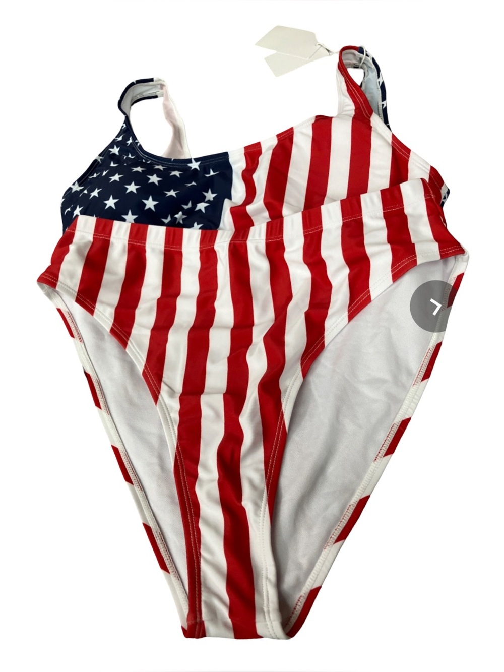 Pink Queen Womens Crop High Waisted Cheeky USA American Flag 2Pc Bikini Set L - Picture 7 of 7